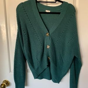 Cropped Green Cardigan